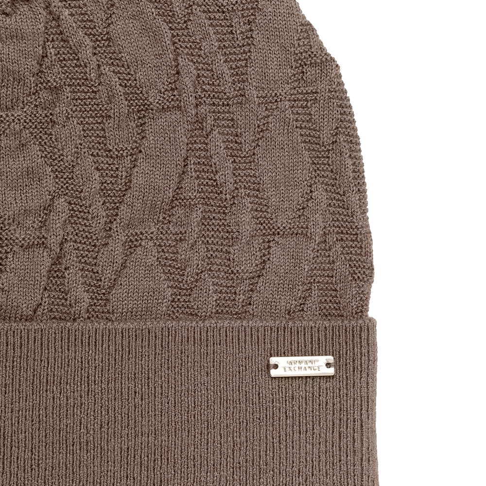 Berretto Donna ARMANI in Maglia di Lana Marrone - Monogram
