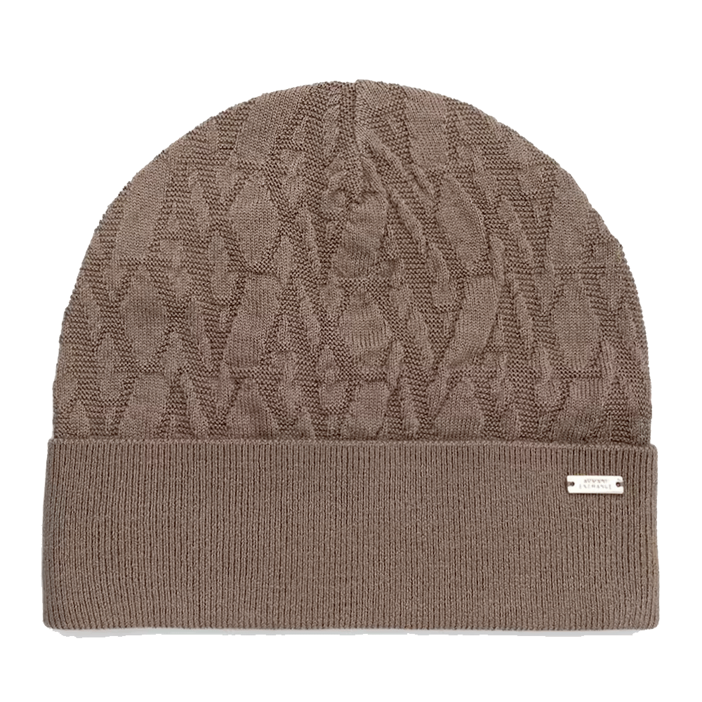 Berretto Donna ARMANI in Maglia di Lana Marrone - Monogram