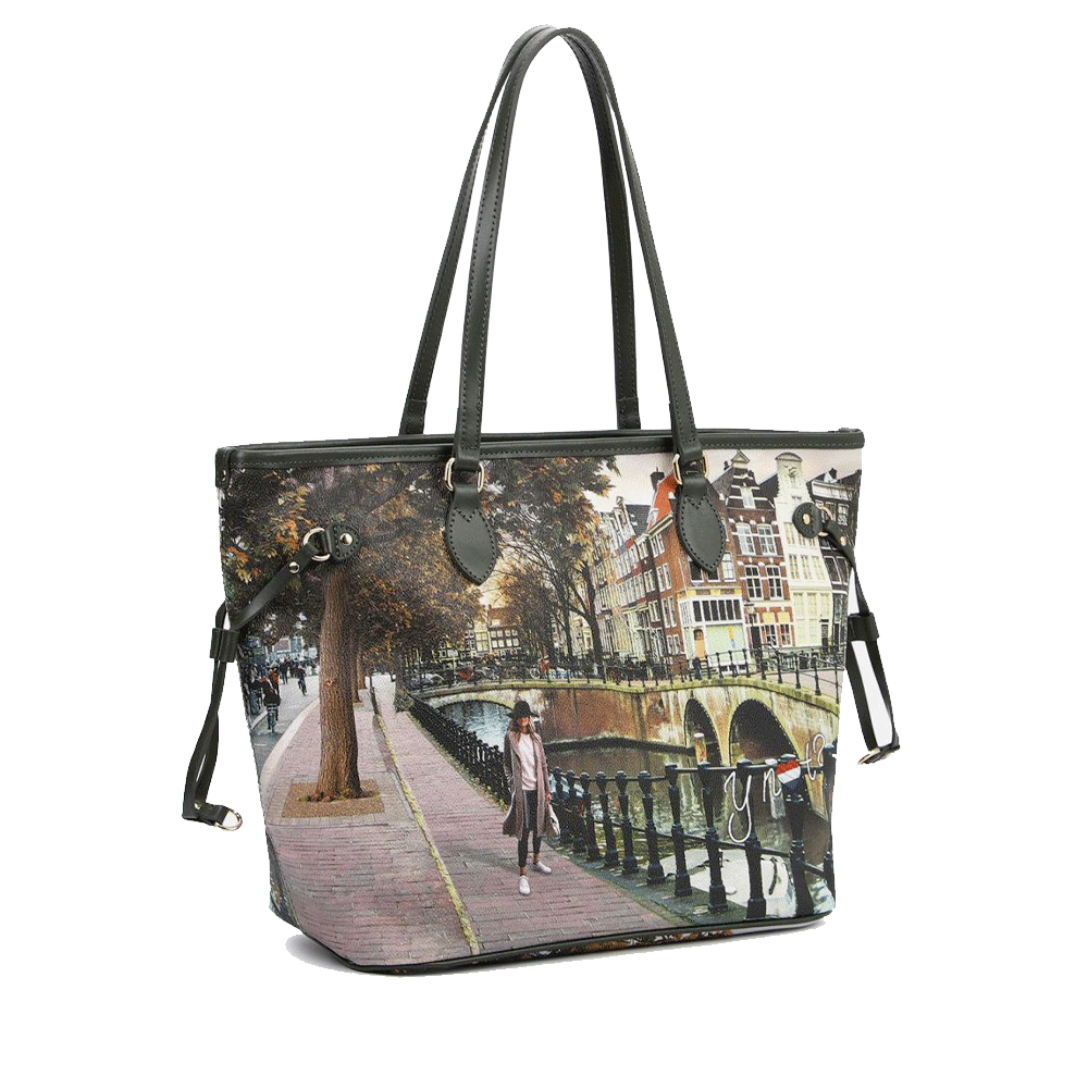 Borsa Donna Y NOT a Spalla YES-319 Stampa Amsterdam Bridge