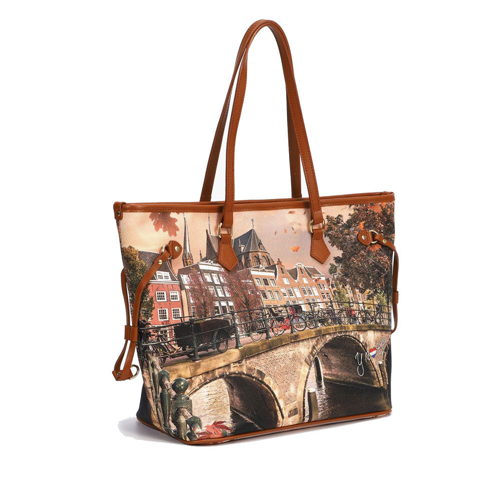 Borsa Donna Y NOT a Spalla YES-319 Stampa Autumn River