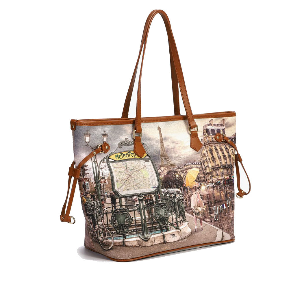 Borsa Donna Y NOT a Spalla YES-319 Stampa Metrò Paris