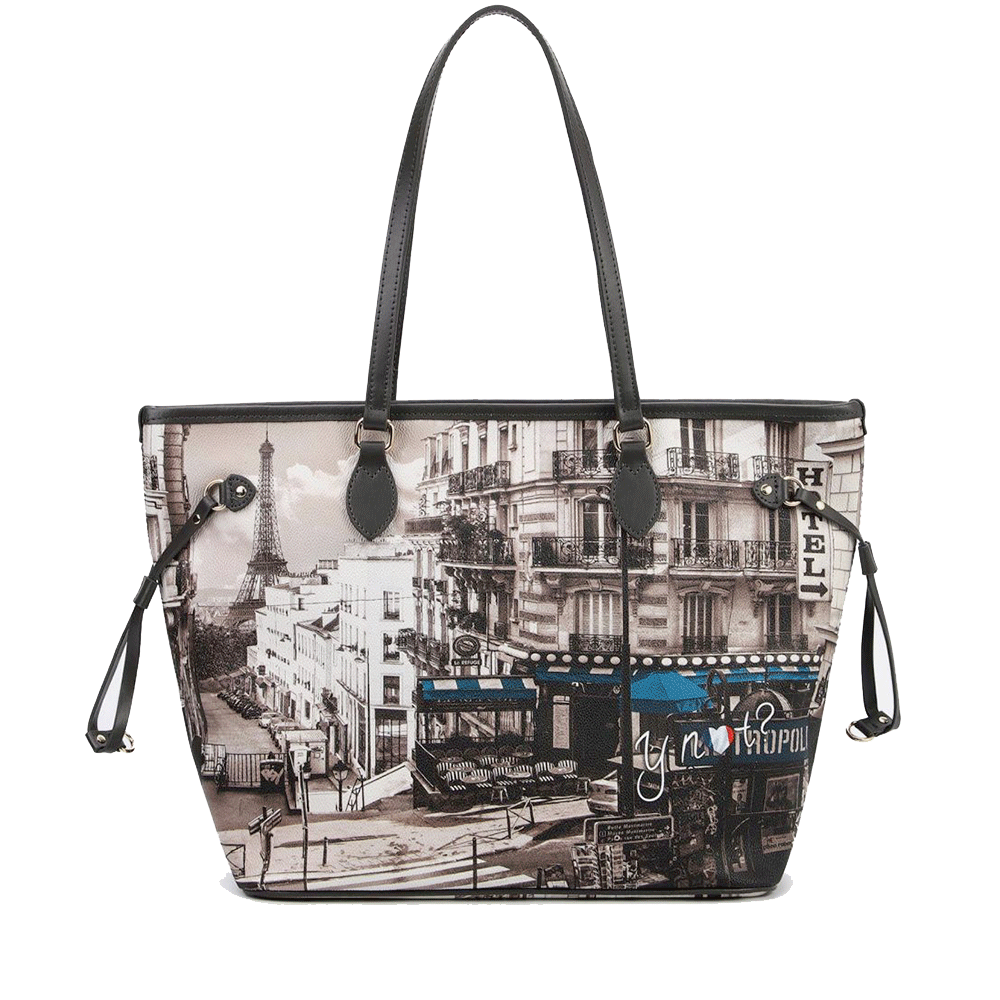 Borsa Donna Y NOT a Spalla YES-319 Stampa Petrol Paris