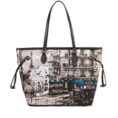 Borsa Donna Y NOT a Spalla YES-319 Stampa Petrol Paris