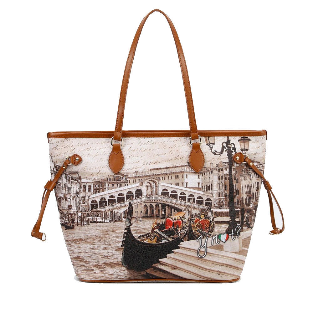 Borsa Donna Y NOT a Spalla YES-319 Stampa Venice Postcard