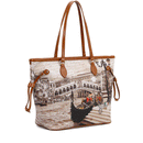Borsa Donna Y NOT a Spalla YES-319 Stampa Venice Postcard