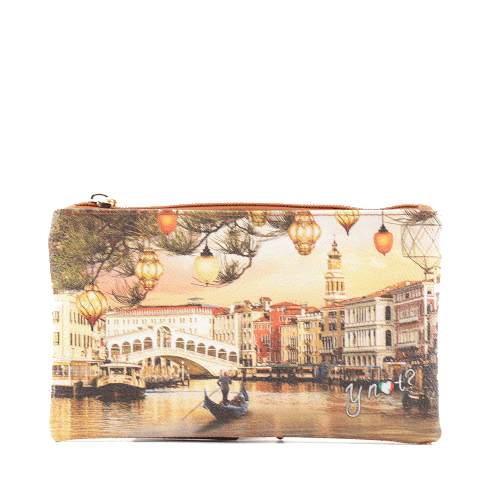 Bustina Donna Chiusa con Zip Y NOT YES-341 Stampa Christmas Venice
