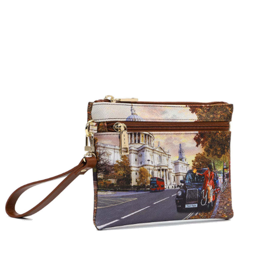 Pochette Donna con Zip Y NOT YES-342 Stampa London Tourist