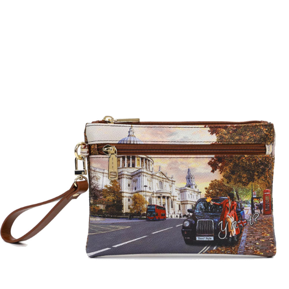 Pochette Donna con Zip Y NOT YES-342 Stampa London Tourist