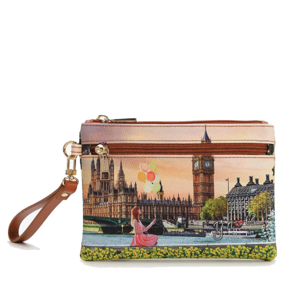 Pochette Donna con Zip Y NOT YES-342 Stampa Yellow Flowers