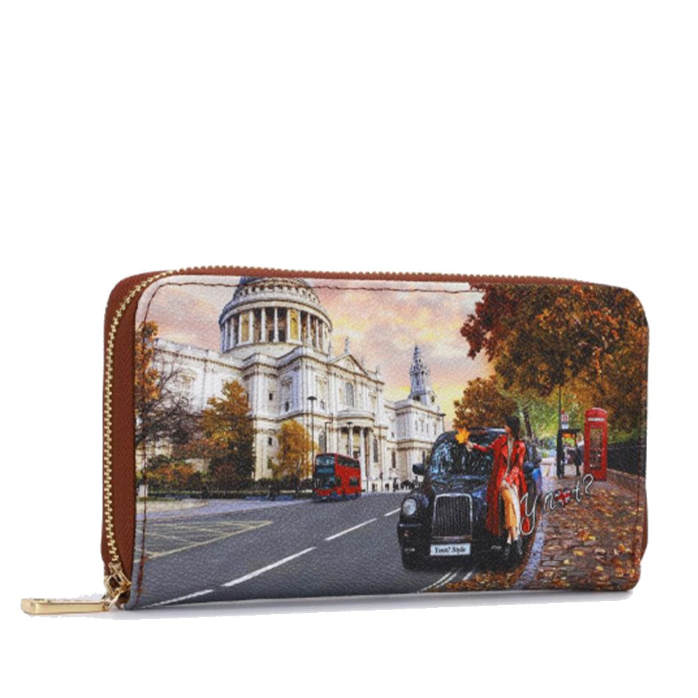 Portafoglio Donna Y NOT YES-361 Stampa London Tourist Chiusura Zip Around
