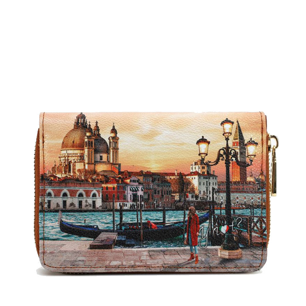 Y NOT YES-362 Kleine Damenbrieftasche mit Venedig-Sonnenuntergang-Print