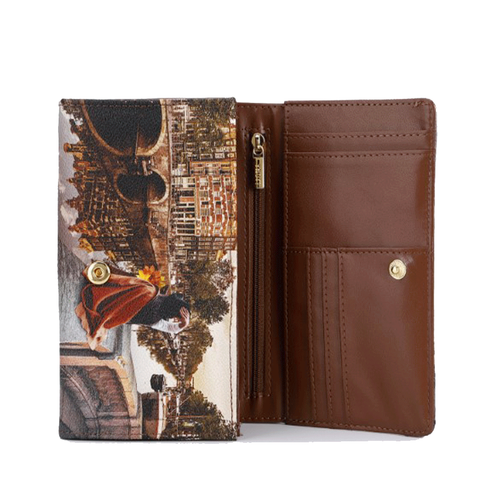 Portafoglio Donna Y NOT Chiuso con Bottone YES-364 Stampa Autumn in Holland