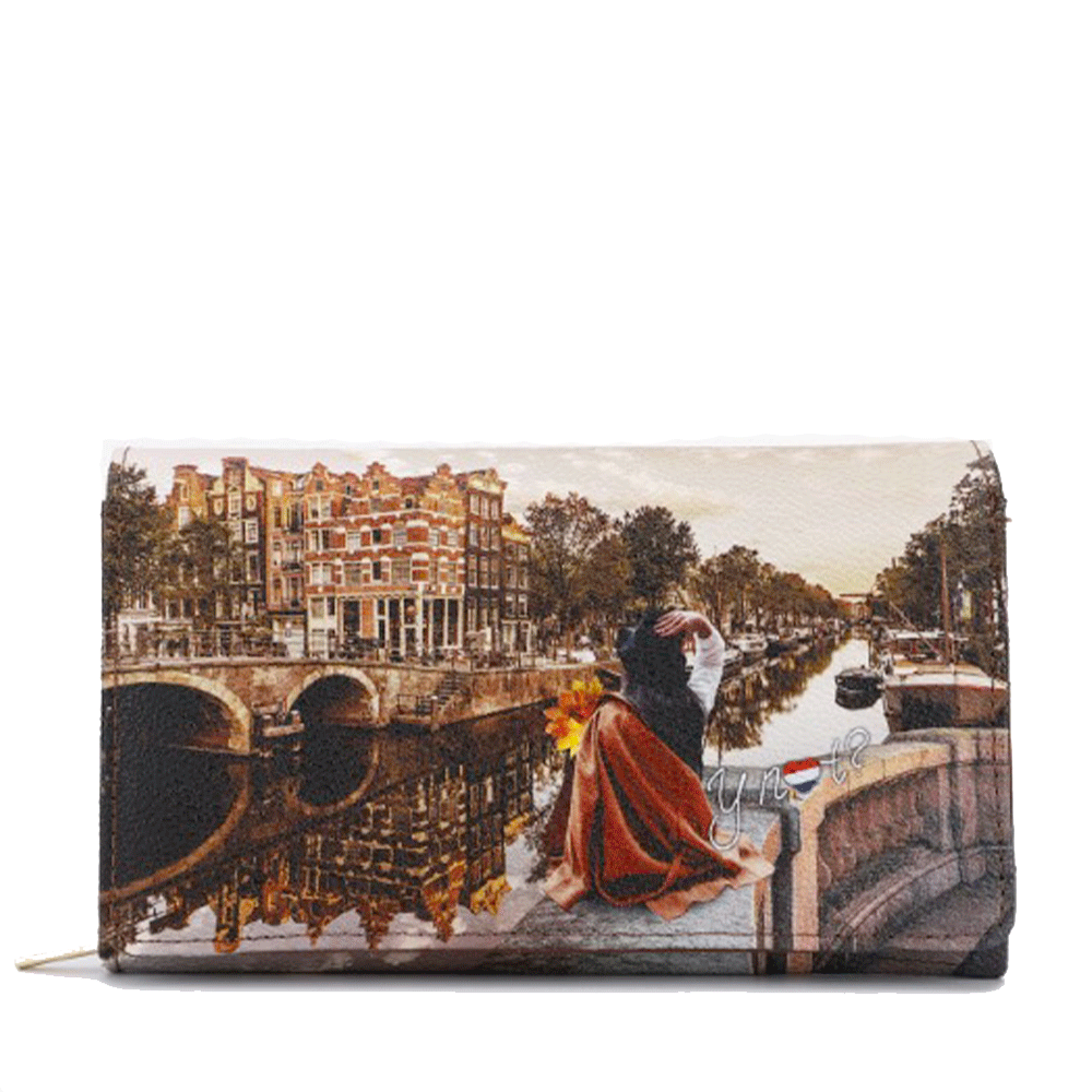 Portafoglio Donna Y NOT Chiuso con Bottone YES-364 Stampa Autumn in Holland