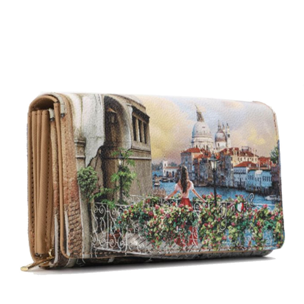 Portafoglio Donna Y NOT Chiuso con Bottone YES-364 Stampa Flowery Canal