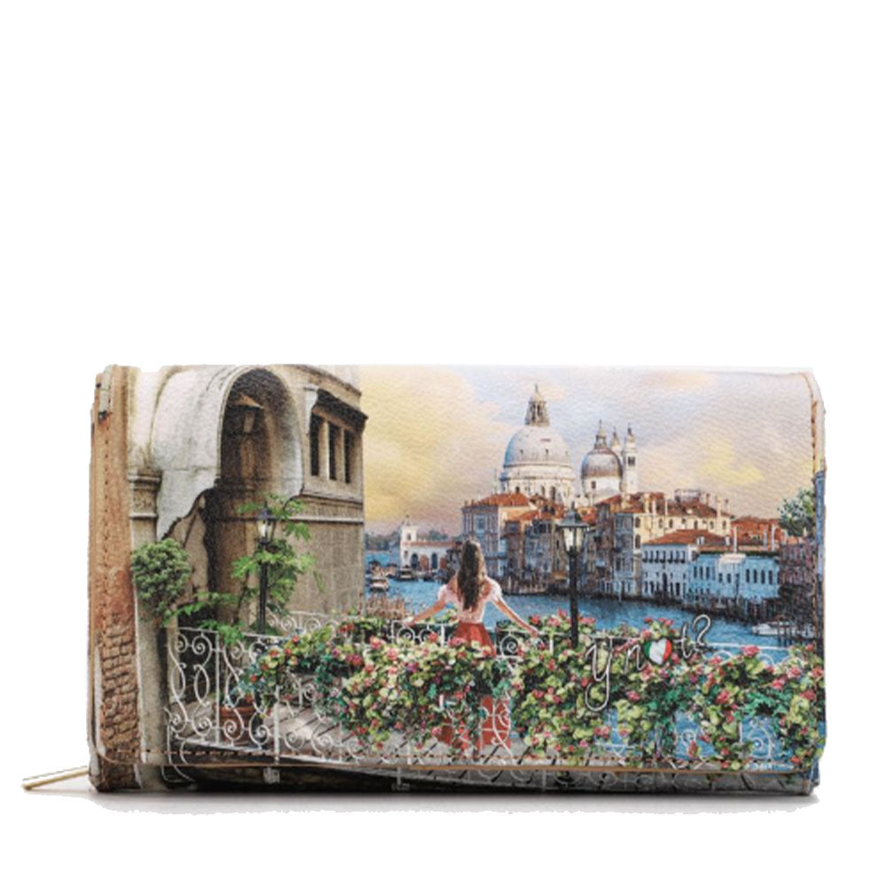 Portafoglio Donna Y NOT Chiuso con Bottone YES-364 Stampa Flowery Canal