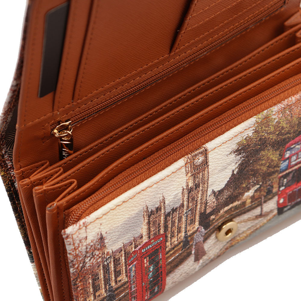 Y NOT Damen Geldbörse mit Knopfverschluss YES-364 London Street Print