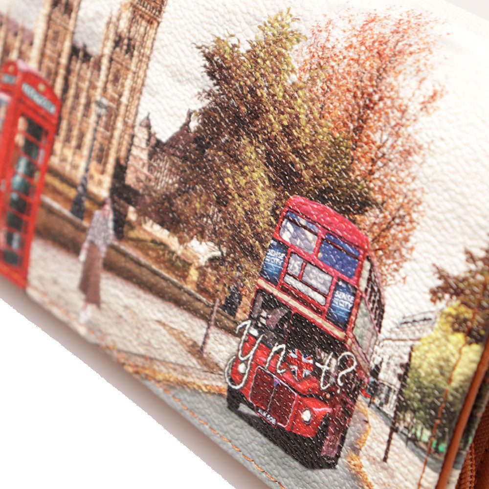Y NOT Damen Geldbörse mit Knopfverschluss YES-364 London Street Print