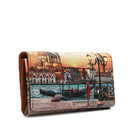 Y NOT Damen-Geldbörse geschlossen mit Knopf YES-364 Venice Sunset Print