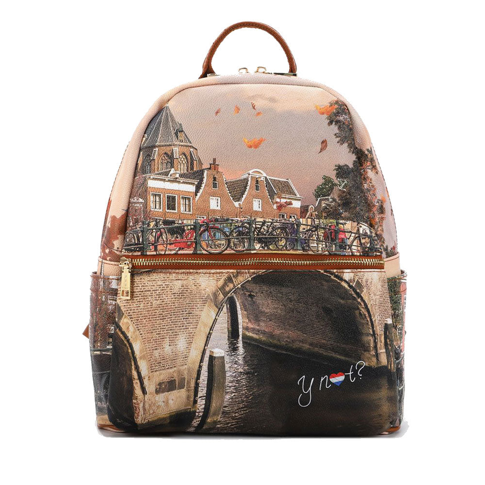 Y NOT Großer Damenrucksack mit Außentasche YES-381 Autumn River