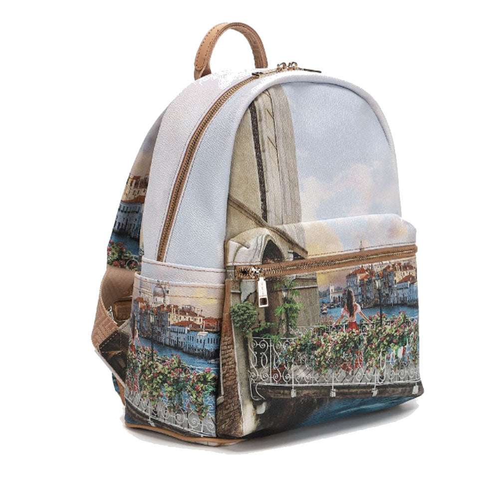 Y NOT Großer Damen-Rucksack mit Außentasche YES-381 Flowery Canal