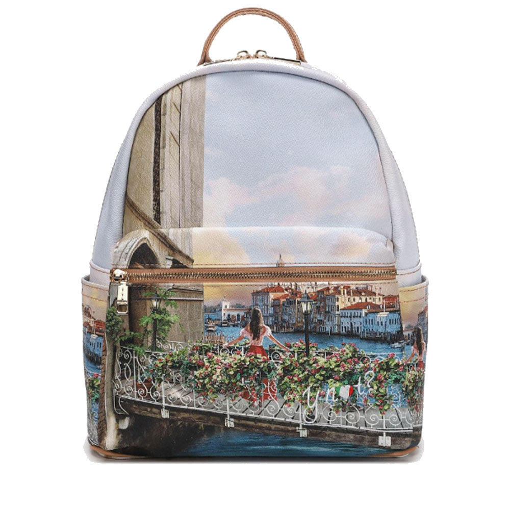 Y NOT Großer Damen-Rucksack mit Außentasche YES-381 Flowery Canal