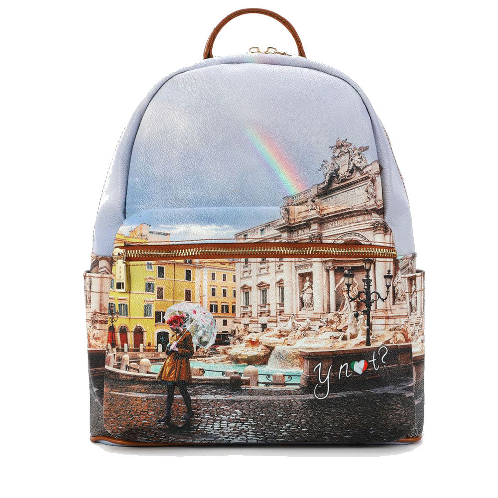 Y NOT Großer Damenrucksack mit Außentasche YES-381 Rainbow Rome
