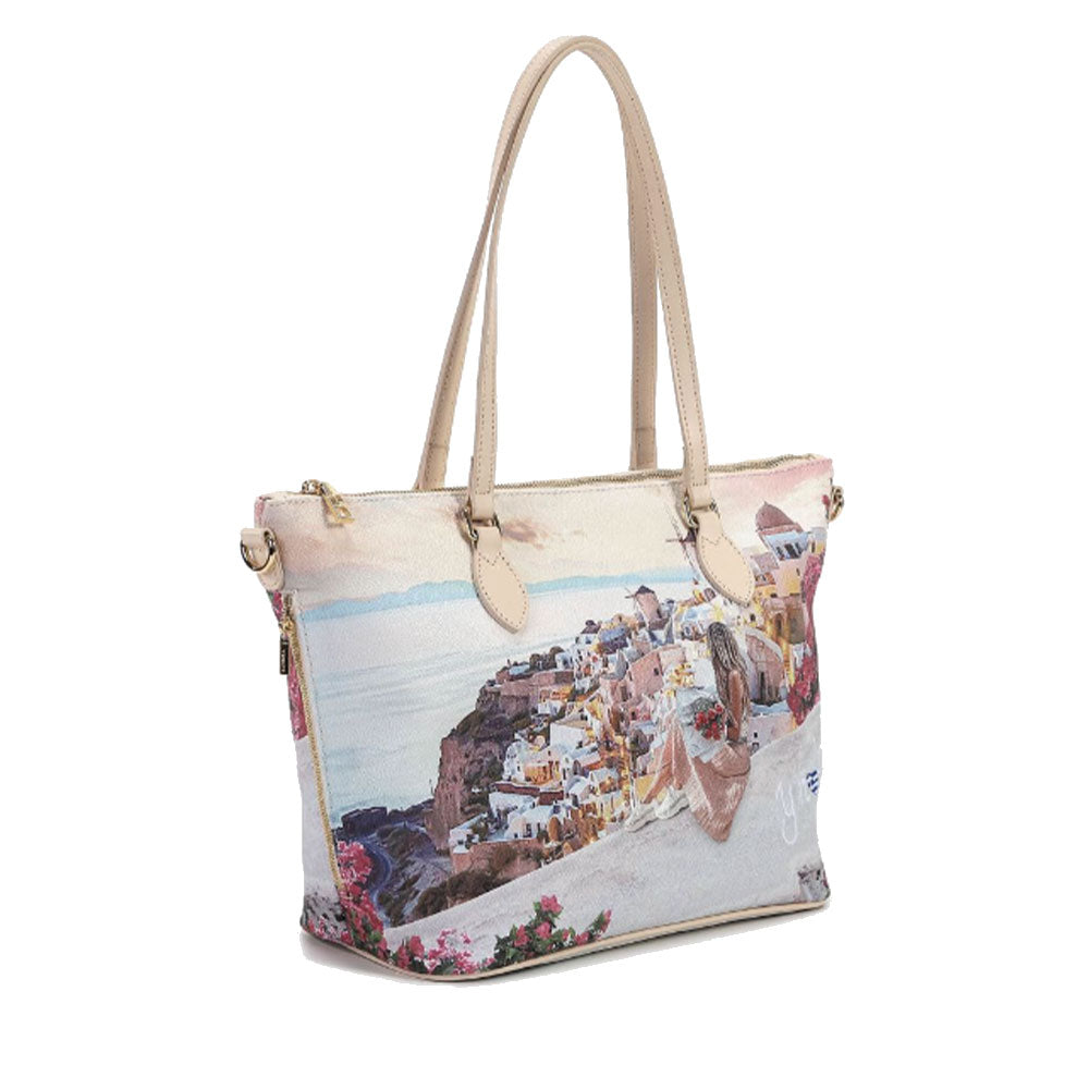 Borsa Donna Y NOT a Spalla YES-396 Stampa Greece Sunset