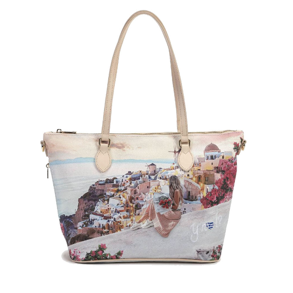 Borsa Donna Y NOT a Spalla YES-396 Stampa Greece Sunset