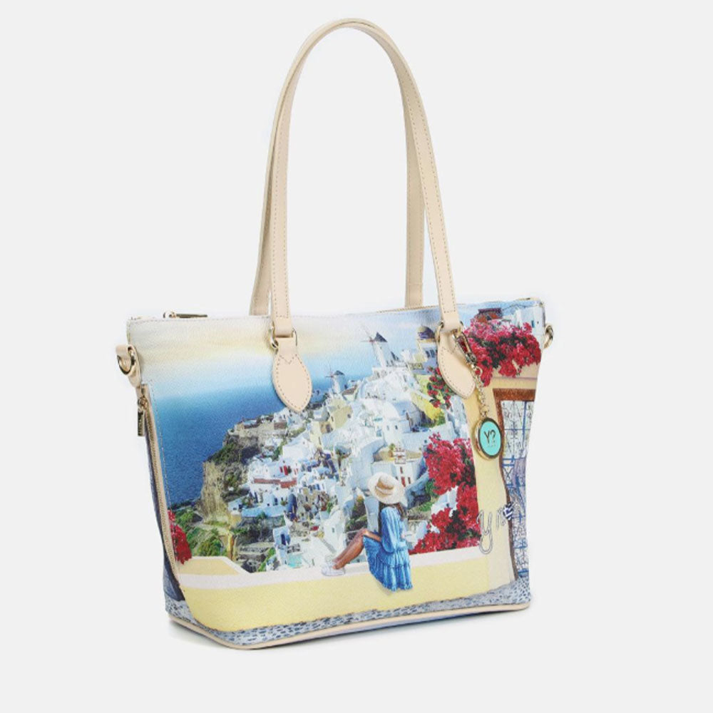 Borsa Donna a Spalla Y NOT YES-396 stampa Greek Summer