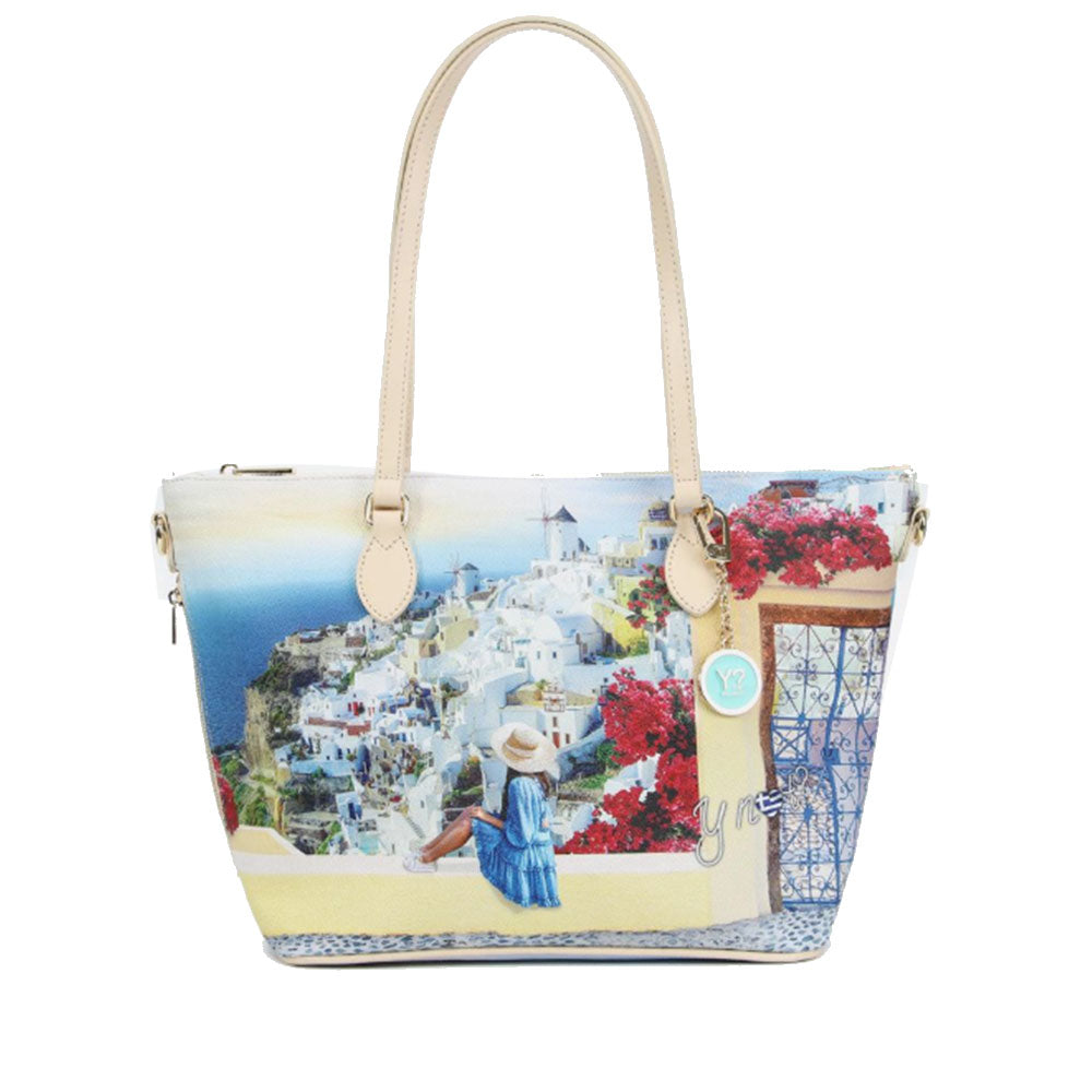 Borsa Donna a Spalla Y NOT YES-396 stampa Greek Summer