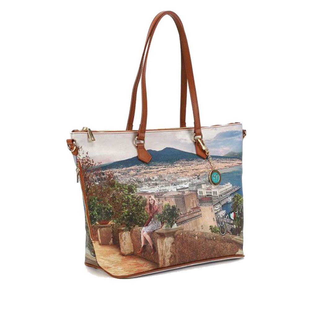 Borsa Donna Y NOT Shopper a Spalla YES-397 Stampa Lemon Tree