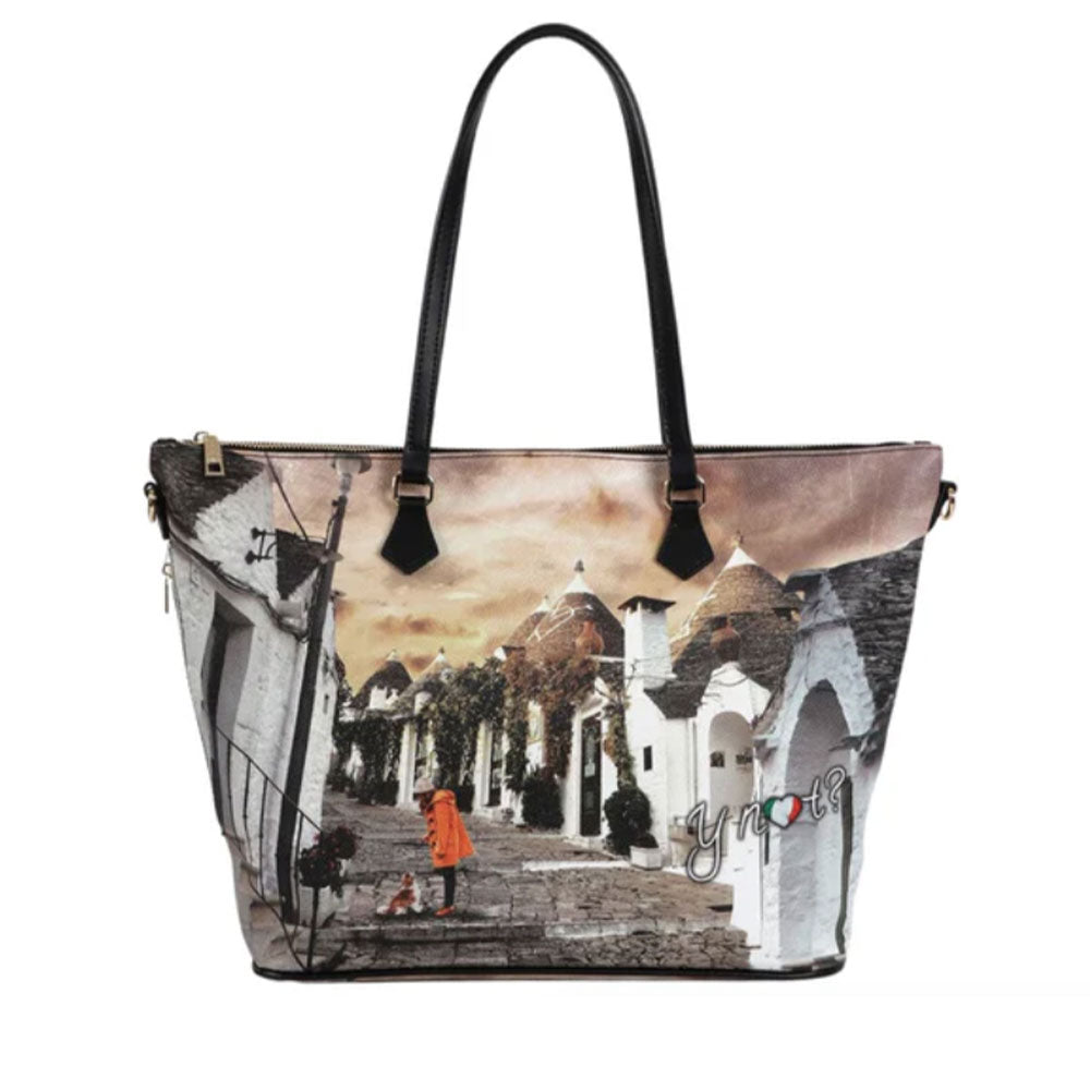 Borsa Donna Y NOT Shopper a Spalla YES-397 Stampa Life in Trulli