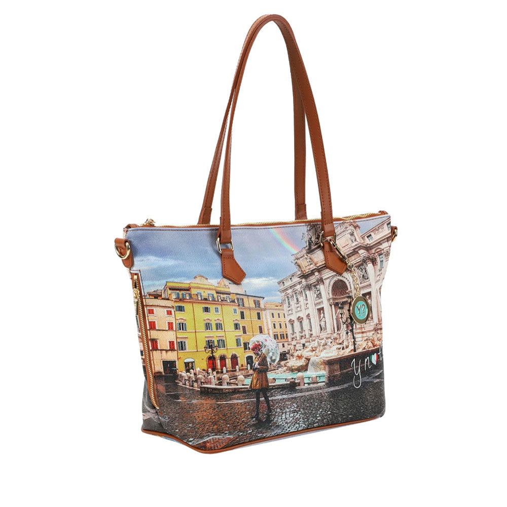 Borsa Donna Y NOT Shopper a Spalla YES-397 Stampa Rainbow Rome