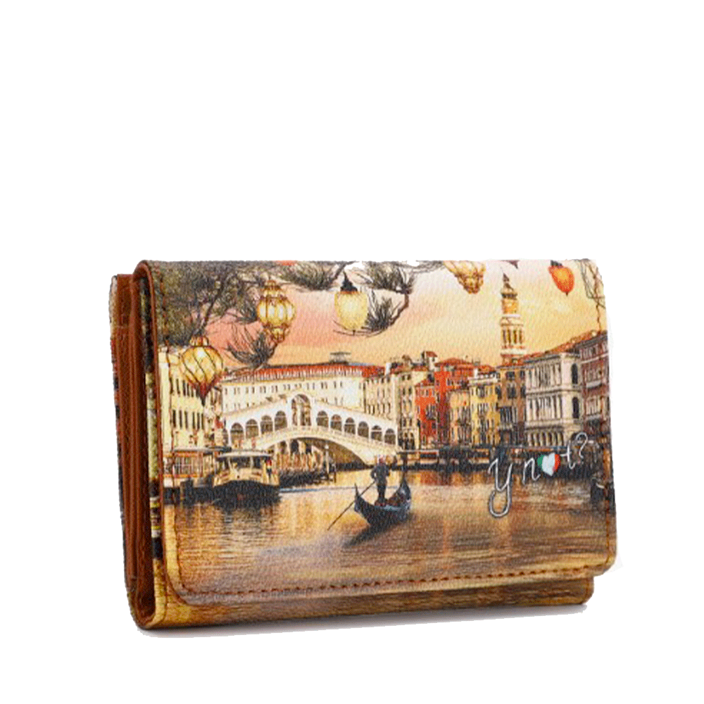 Portafoglio Donna Y NOT Chiuso con Bottone YES-546 Stampa Christmas Venice