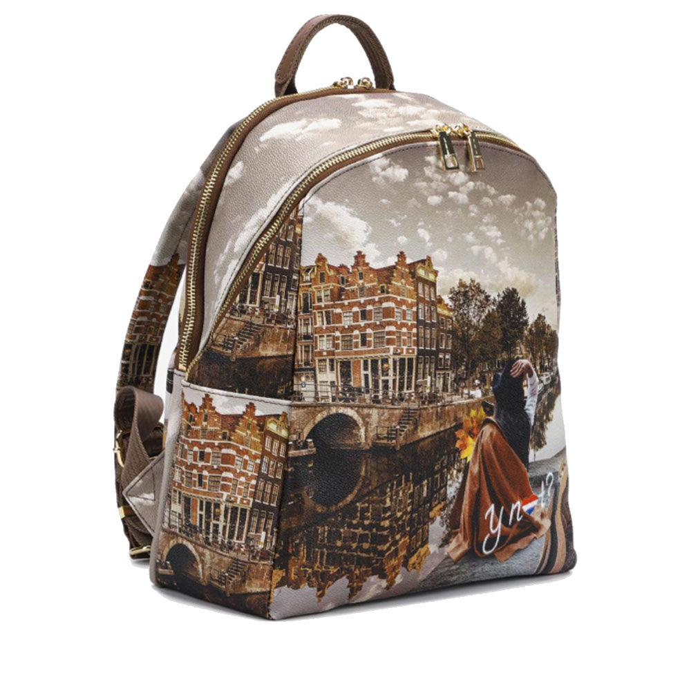 Y NOT Damen Rucksack mit Zwei Fächern YES-601 Autumn in Holland Print