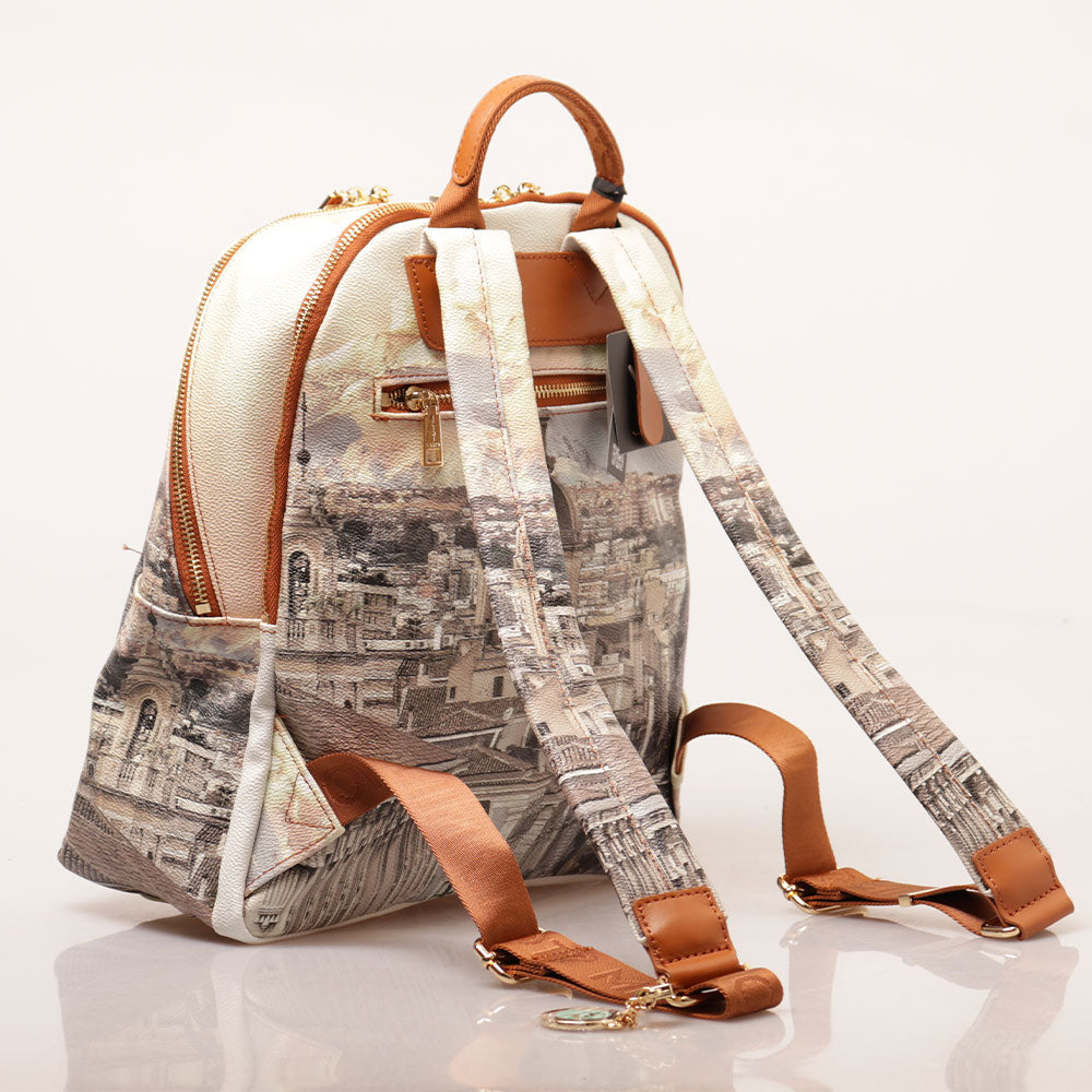 Y NOT Damen Rucksack mit Zwei Fächern YES-601 Etnea Print