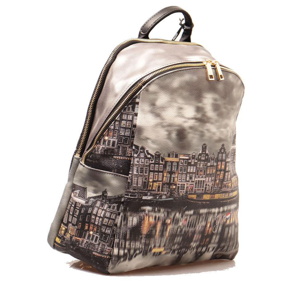 Y NOT Damen Rucksack mit Zwei Fächern YES-601 Mirror Print
