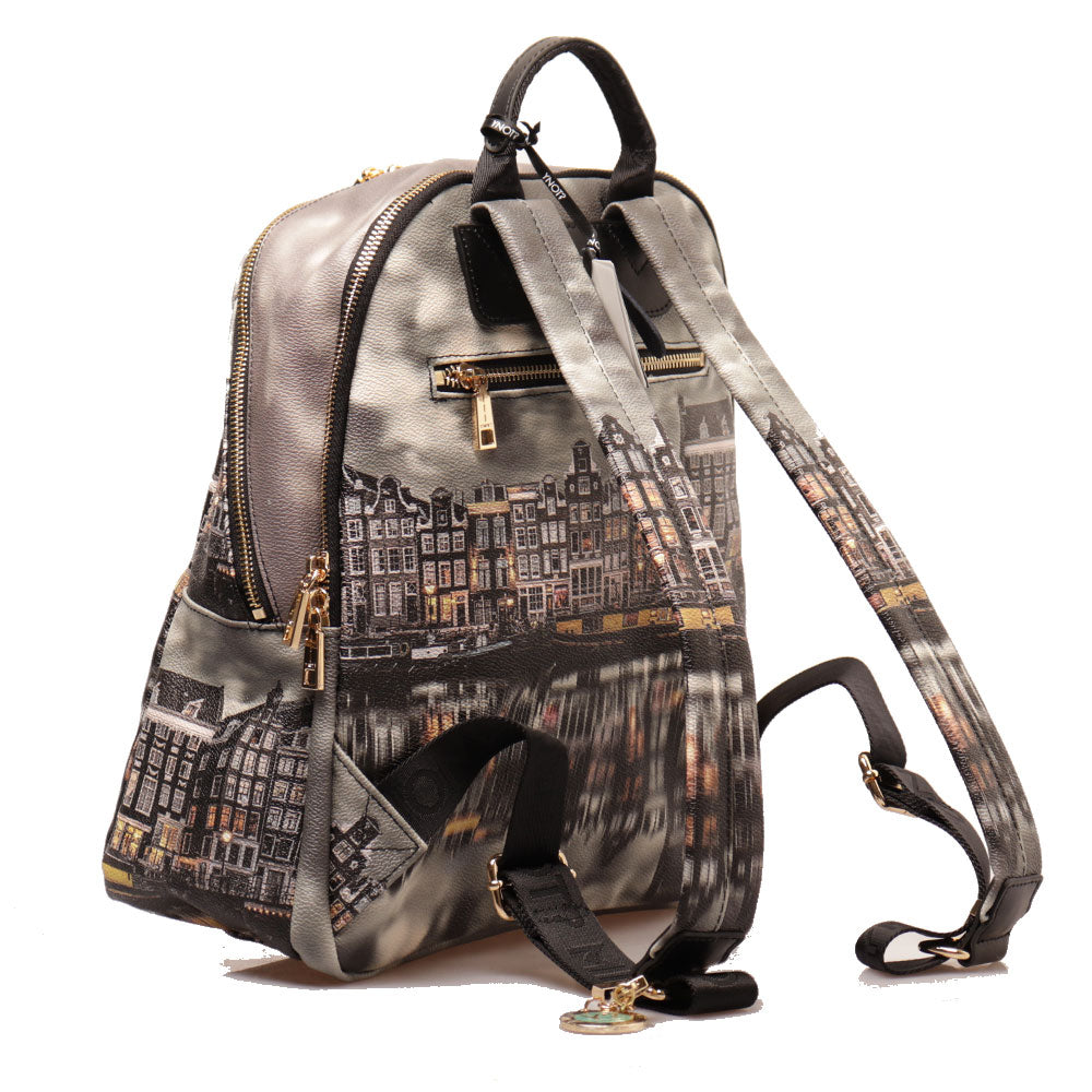 Y NOT Damen Rucksack mit Zwei Fächern YES-601 Mirror Print