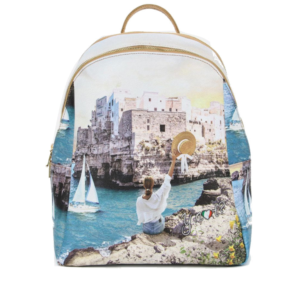 Zaino Donna Y NOT con Due Scomparti YES-601 Stampa Polignano Coast