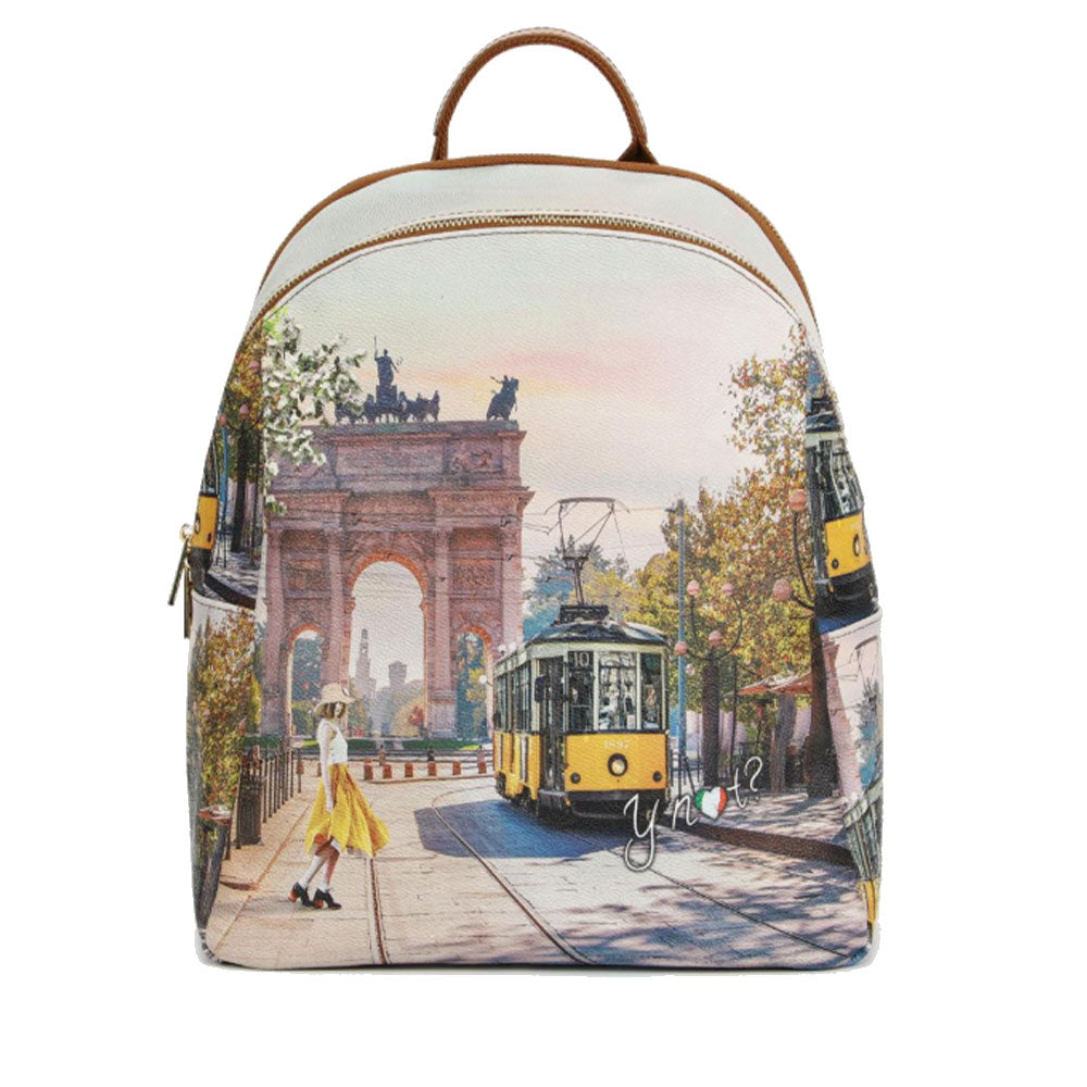 Zaino Donna Y NOT con Due Scomparti YES-601 Stampa Spring in Milan