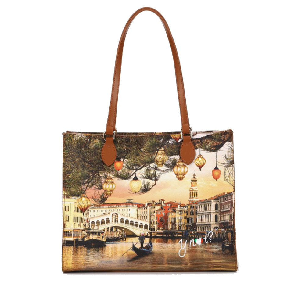 Borsa Donna Shopper a Spalla Y NOT YES-602 stampa Christmas Venice