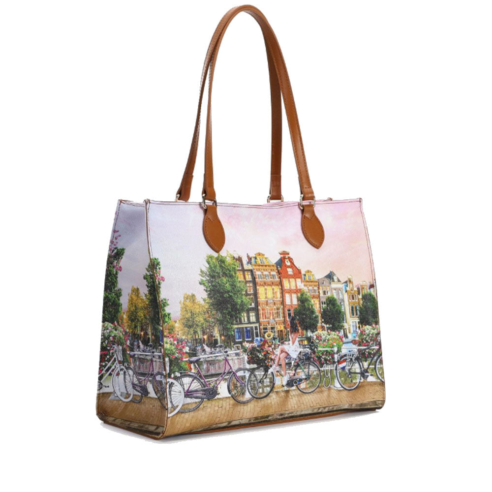 Borsa Donna Shopper a Spalla Y NOT YES-602 stampa Flower River