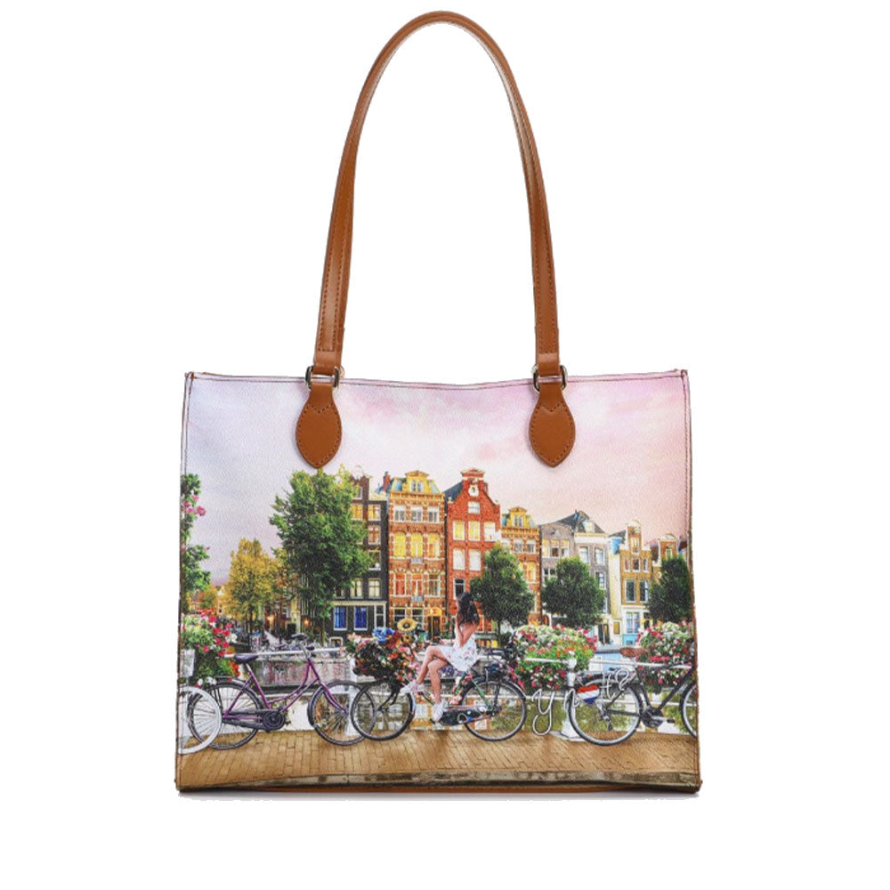 Borsa Donna Shopper a Spalla Y NOT YES-602 stampa Flower River