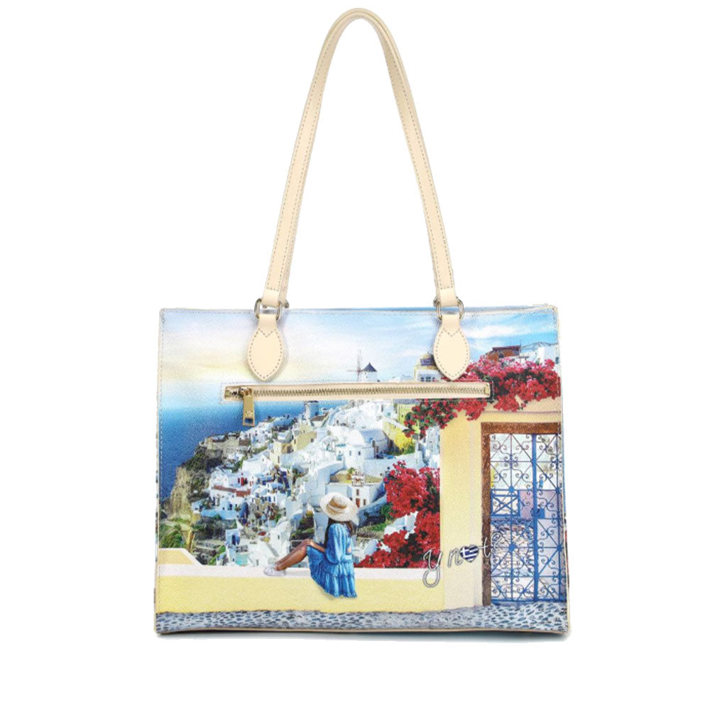 Borsa Donna Shopper a Spalla Y NOT YES-602 stampa Greek Summer