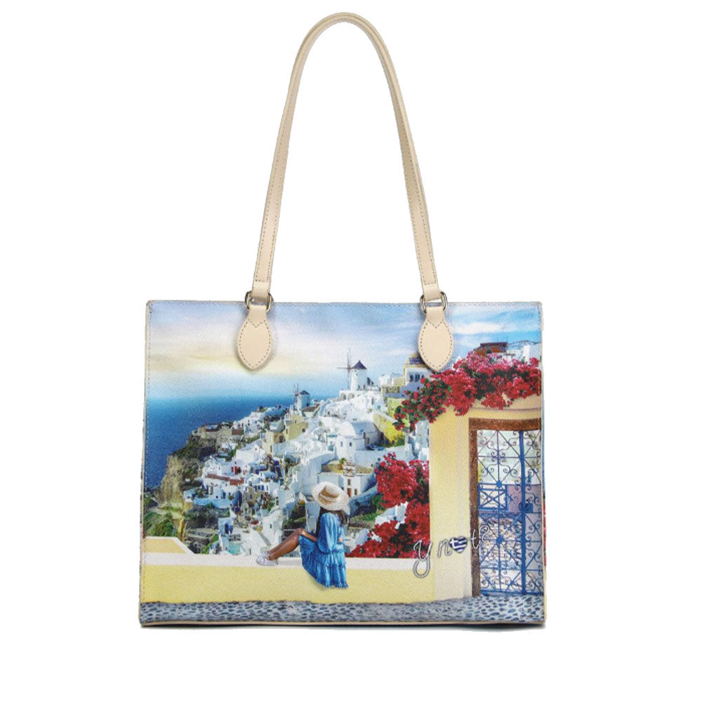 Borsa Donna Shopper a Spalla Y NOT YES-602 stampa Greek Summer