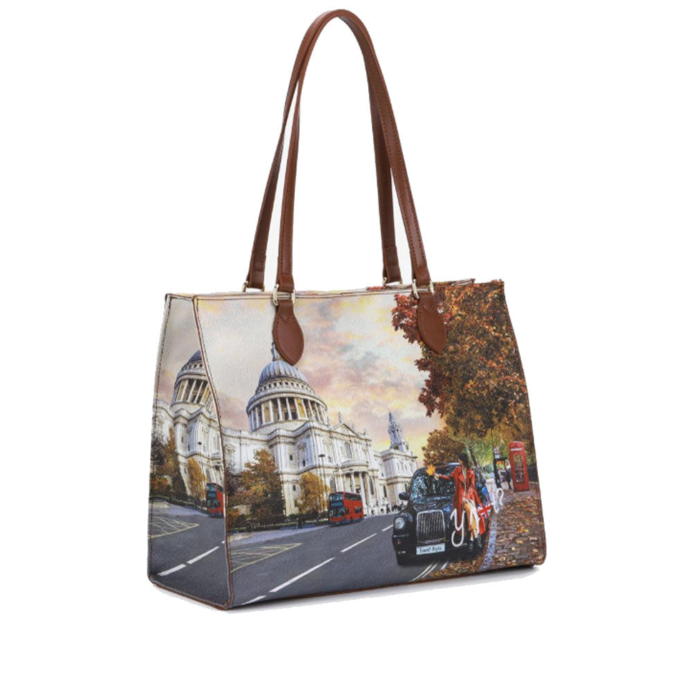 Borsa Donna Shopper a Spalla Y NOT YES-602 stampa London Tourist