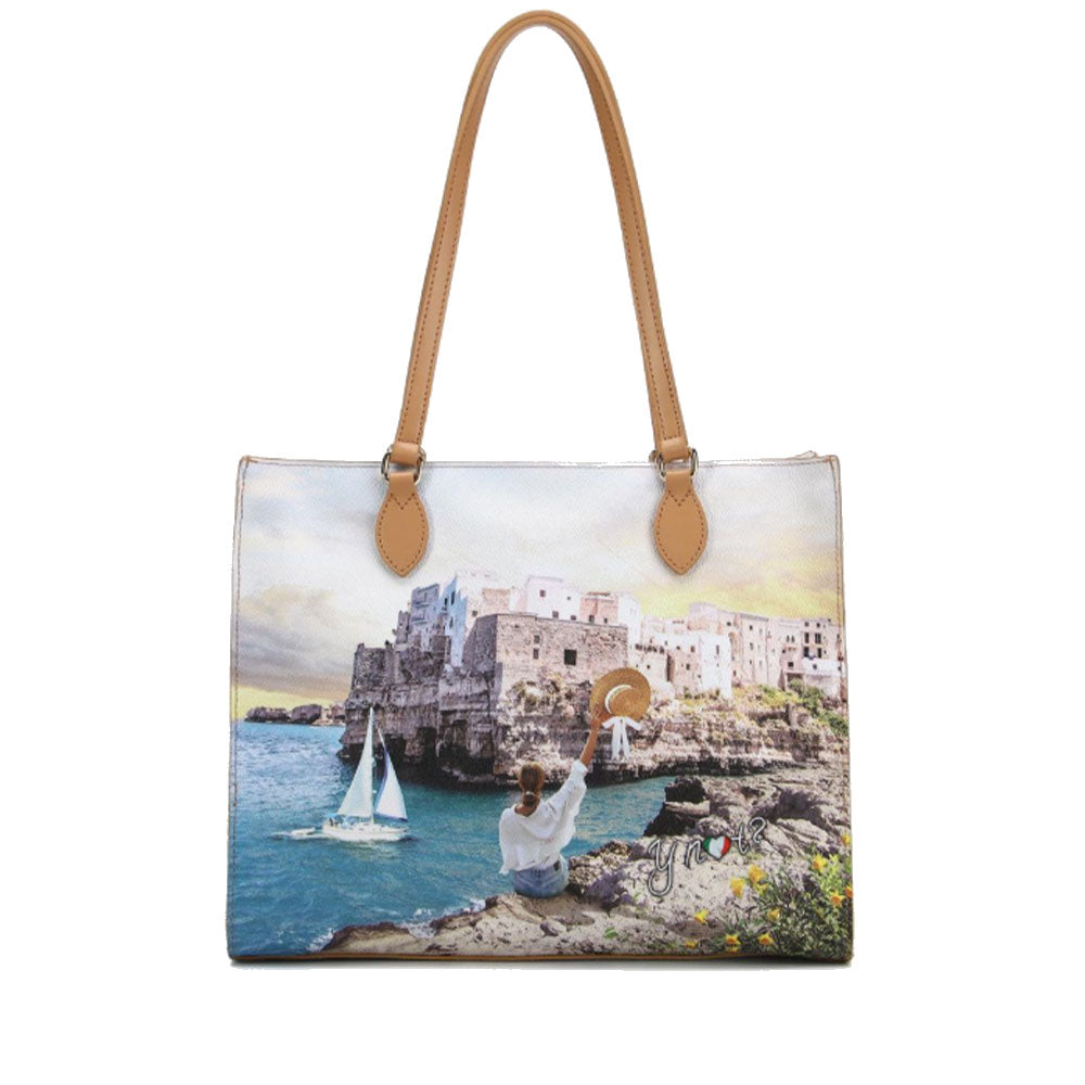 Borsa Donna Shopper a Spalla Y NOT YES-602 stampa Polignano Coast