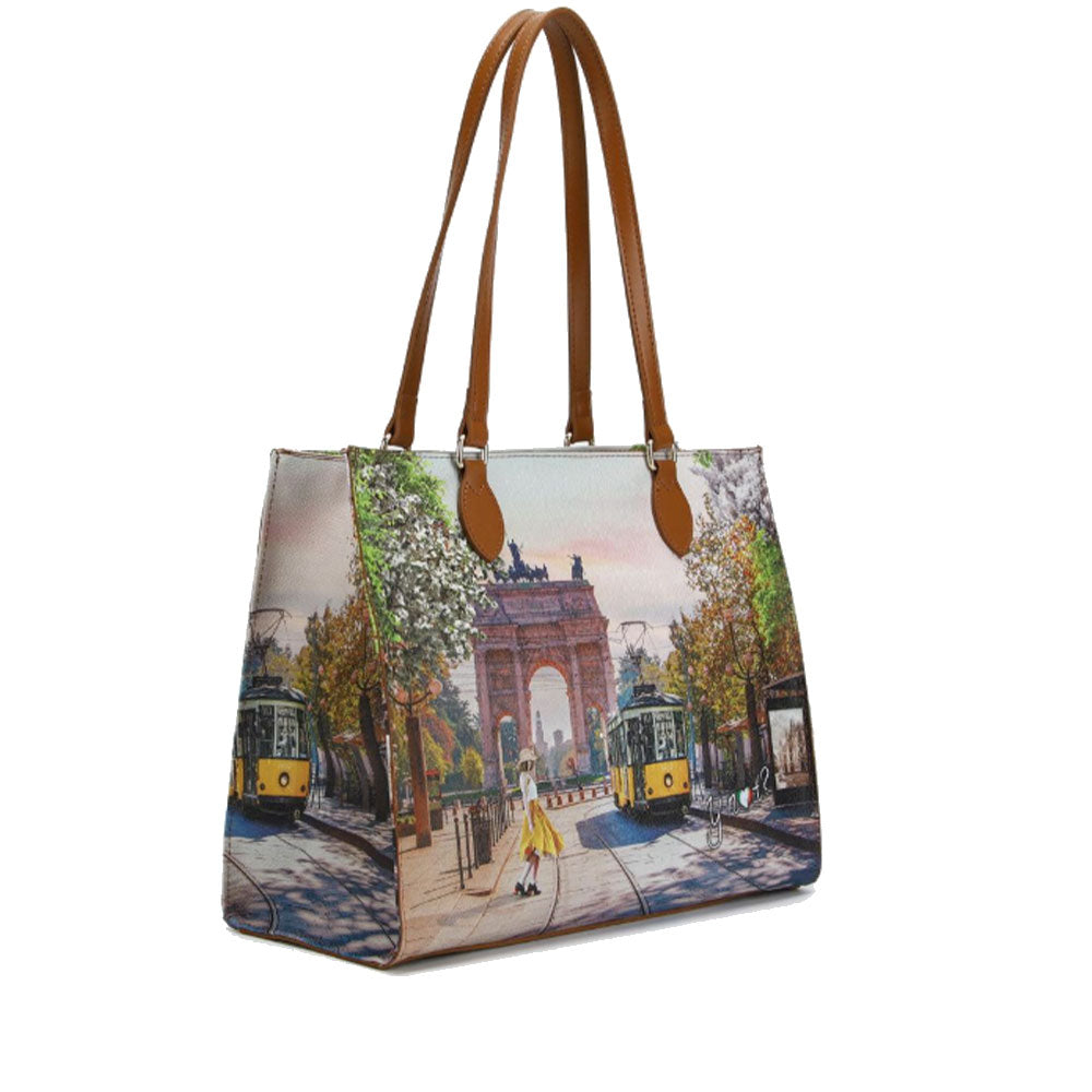 Borsa Donna Shopper a Spalla Y NOT YES-602 stampa Spring in Milan