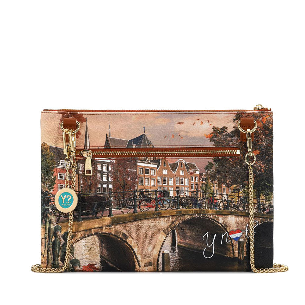 Y NOT Clutch Damentasche mit Kettenschultergurt YES-605 Autumn River