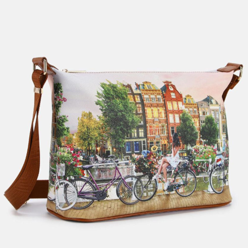 Borsa Donna Y NOT Hobo Easy Large a Tracolla YES-607 Flower River